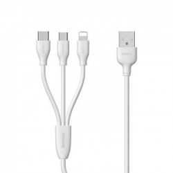 Remax Regular USB to Lightning / Type-C / micro USB Cable Λευκό 1m (Suda)