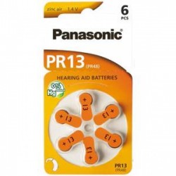 Panasonic Zinc Air Hearing Aid Batteries PR13 6BL (PR-13/6LB)
