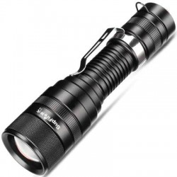 Superfire Flashlight, Rechargeable, LED, Waterproof IP45, Zoomable, 1100lm Black (F5)