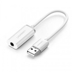 Ugreen US206 Εξωτερική USB Κάρτα Ήχου 2.0 σε Λευκό χρώμα