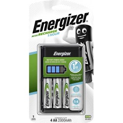 Energizer ACCU Recharge 1Hour Φορτιστής 4 Θέσεων για Μπαταρίες Ni-MH Μεγέθους AA / AAA Σετ με 4x AA 2300mAh (300697700)